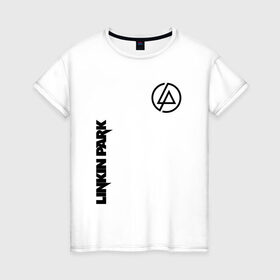 Женская футболка хлопок с принтом Linkin Park в Тюмени, 100% хлопок | прямой крой, круглый вырез горловины, длина до линии бедер, слегка спущенное плечо | bennington | chester | linkin park | альтернативный | беннингтон | группа | ленкин | линкин | майк | метал | музыкант | ню | нюметал | парк | певец | рок | рэп | честер | электроник
