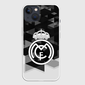 Чехол для iPhone 13 с принтом FC Real Madrid sport geometry в Тюмени,  |  | Тематика изображения на принте: abstraction | championship | fc | football | footer | polygon | real madrid | soccer | socker | sport | абстракция | одежда | спорт | спортивный | униформа | футбол | футбольный клуб | чемпионат