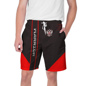 Мужские шорты 3D с принтом Warrior в Тюмени,  полиэстер 100% | прямой крой, два кармана без застежек по бокам. Мягкая трикотажная резинка на поясе, внутри которой широкие завязки. Длина чуть выше колен | warrior | воин | спортсмен