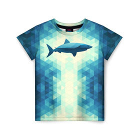 Детская футболка 3D с принтом Акула в Тюмени, 100% гипоаллергенный полиэфир | прямой крой, круглый вырез горловины, длина до линии бедер, чуть спущенное плечо, ткань немного тянется | shark | водолаз | гарпун | глубина | дельфин | злость | зубы | кит | кровь | курорт | лето | море | океан | отдых | охота | плавник | пляж | риф | рыба | хищник | челюсти | челюсть