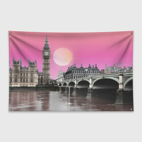 Флаг-баннер с принтом UK в Тюмени, 100% полиэстер | размер 67 х 109 см, плотность ткани — 95 г/м2; по краям флага есть четыре люверса для крепления | london | великобритания | лондон | пейзаж