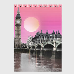 Скетчбук с принтом UK в Тюмени, 100% бумага
 | 48 листов, плотность листов — 100 г/м2, плотность картонной обложки — 250 г/м2. Листы скреплены сверху удобной пружинной спиралью | Тематика изображения на принте: london | великобритания | лондон | пейзаж