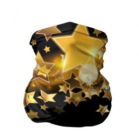 Бандана-труба 3D с принтом Золотые звездочки в Тюмени, 100% полиэстер, ткань с особыми свойствами — Activecool | плотность 150‒180 г/м2; хорошо тянется, но сохраняет форму | 3d | звездочки | звезды | золото | золотые звездочки | картинка | черный фон