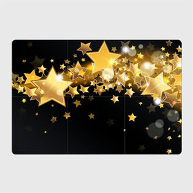 Магнитный плакат 3Х2 с принтом Золотые звездочки в Тюмени, Полимерный материал с магнитным слоем | 6 деталей размером 9*9 см | 3d | звездочки | звезды | золото | золотые звездочки | картинка | черный фон