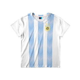 Детская футболка 3D с принтом Сборная Аргентины в Тюмени, 100% гипоаллергенный полиэфир | прямой крой, круглый вырез горловины, длина до линии бедер, чуть спущенное плечо, ткань немного тянется | аргентина | месси | сборная аргентины