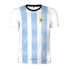 Мужская футболка 3D спортивная с принтом Сборная Аргентины в Тюмени, 100% полиэстер с улучшенными характеристиками | приталенный силуэт, круглая горловина, широкие плечи, сужается к линии бедра | аргентина | месси | сборная аргентины