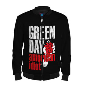 Мужской бомбер 3D с принтом Green Day American Idiot в Тюмени, 100% полиэстер | застегивается на молнию, по бокам два кармана без застежек, по низу бомбера и на воротнике - эластичная резинка | green day | punk rock | билли джо армстронг | панк рок