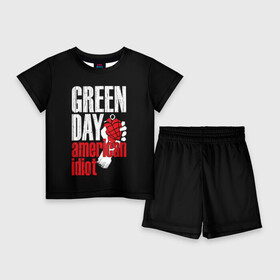 Детский костюм с шортами 3D с принтом Green Day American Idiot в Тюмени,  |  | green day | punk rock | билли джо армстронг | панк рок