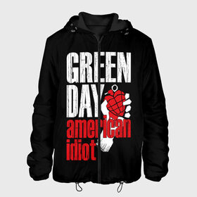 Мужская куртка 3D с принтом Green Day American Idiot в Тюмени, ткань верха — 100% полиэстер, подклад — флис | прямой крой, подол и капюшон оформлены резинкой с фиксаторами, два кармана без застежек по бокам, один большой потайной карман на груди. Карман на груди застегивается на липучку | green day | punk rock | билли джо армстронг | панк рок
