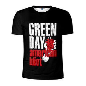 Мужская футболка 3D спортивная с принтом Green Day American Idiot в Тюмени, 100% полиэстер с улучшенными характеристиками | приталенный силуэт, круглая горловина, широкие плечи, сужается к линии бедра | green day | punk rock | билли джо армстронг | панк рок