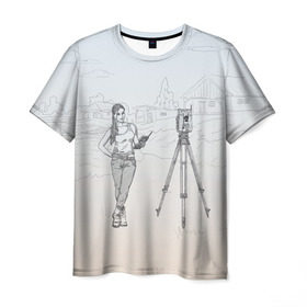 Мужская футболка 3D с принтом Девушка с контроллером в Тюмени, 100% полиэфир | прямой крой, круглый вырез горловины, длина до линии бедер | Тематика изображения на принте: surveyor | геодезист | геодезия | кадастр