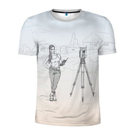 Мужская футболка 3D спортивная с принтом Девушка с контроллером в Тюмени, 100% полиэстер с улучшенными характеристиками | приталенный силуэт, круглая горловина, широкие плечи, сужается к линии бедра | Тематика изображения на принте: surveyor | геодезист | геодезия | кадастр