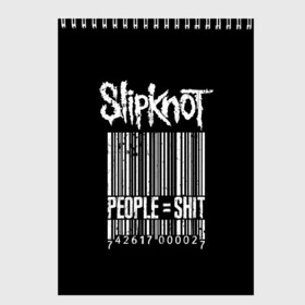 Скетчбук с принтом Slipknot People в Тюмени, 100% бумага
 | 48 листов, плотность листов — 100 г/м2, плотность картонной обложки — 250 г/м2. Листы скреплены сверху удобной пружинной спиралью | Тематика изображения на принте: alternative | iowa | metal | nu | slipknot | slipnot | taylor | метал | слипкнот | слипнот