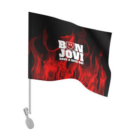 Флаг для автомобиля с принтом BON JOVI в Тюмени, 100% полиэстер | Размер: 30*21 см | bon jovi | альтернативный хип хоп | группа | инди поп | музыка | музыкальное произведение | ноты | регги | рок | синти поп