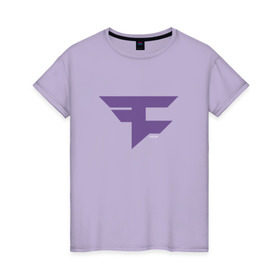 Женская футболка хлопок с принтом Faze Clan (Ultraviolet) в Тюмени, 100% хлопок | прямой крой, круглый вырез горловины, длина до линии бедер, слегка спущенное плечо | 0x000000123 | csgo | faze | ultraviolet | ксго | фиолетовый