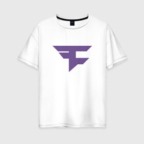 Женская футболка хлопок Oversize с принтом Faze Clan (Ultraviolet) в Тюмени, 100% хлопок | свободный крой, круглый ворот, спущенный рукав, длина до линии бедер
 | 0x000000123 | csgo | faze | ultraviolet | ксго | фиолетовый