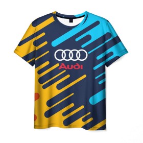 Мужская футболка 3D с принтом AUDI SPORT в Тюмени, 100% полиэфир | прямой крой, круглый вырез горловины, длина до линии бедер | abstraction | audi | auto | sport | абстракция | авто | автомобиль | автомобильные | ауди | бренд | логотип | марка | машины | спорт