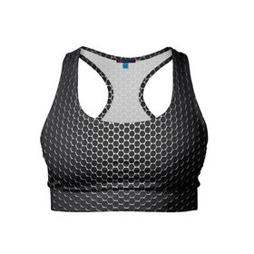 Женский спортивный топ 3D с принтом Кристаллическая решетка в Тюмени, 82% полиэстер, 18% спандекс Ткань безопасна для здоровья, позволяет коже дышать, не мнется и не растягивается |  | карбон | кристаллическая решетка | текстура