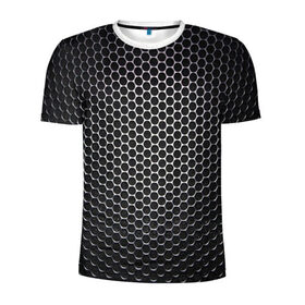 Мужская футболка 3D спортивная с принтом Кристаллическая решетка в Тюмени, 100% полиэстер с улучшенными характеристиками | приталенный силуэт, круглая горловина, широкие плечи, сужается к линии бедра | Тематика изображения на принте: карбон | кристаллическая решетка | текстура