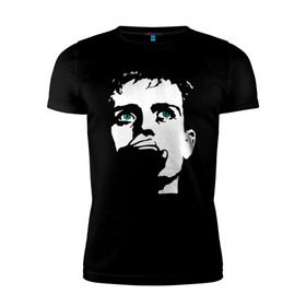 Мужская футболка премиум с принтом Ian Curtis в Тюмени, 92% хлопок, 8% лайкра | приталенный силуэт, круглый вырез ворота, длина до линии бедра, короткий рукав | ian curtis | joy division | rock | unknown pleasures | иэн кёртис | рок
