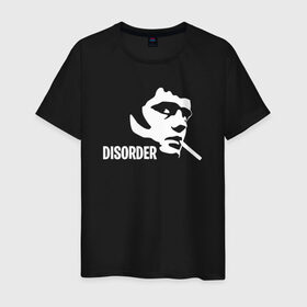 Мужская футболка хлопок с принтом Disorder в Тюмени, 100% хлопок | прямой крой, круглый вырез горловины, длина до линии бедер, слегка спущенное плечо. | ian curtis | joy division | rock | unknown pleasures | иэн кёртис | рок