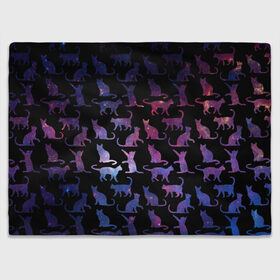 Плед 3D с принтом Космические Коты в Тюмени, 100% полиэстер | закругленные углы, все края обработаны. Ткань не мнется и не растягивается | Тематика изображения на принте: звезды | космос | кот | котик | паттерн