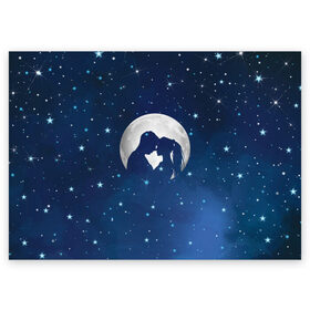 Поздравительная открытка с принтом Love в Тюмени, 100% бумага | плотность бумаги 280 г/м2, матовая, на обратной стороне линовка и место для марки
 | звезды | космос | луна | любовь