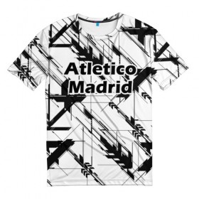 Мужская футболка 3D с принтом Атлетико Мадрид в Тюмени, 100% полиэфир | прямой крой, круглый вырез горловины, длина до линии бедер | атлетико мадрид