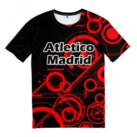 Мужская футболка 3D с принтом Атлетико Мадрид в Тюмени, 100% полиэфир | прямой крой, круглый вырез горловины, длина до линии бедер | 