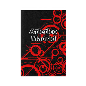 Обложка для паспорта матовая кожа с принтом Атлетико Мадрид в Тюмени, натуральная матовая кожа | размер 19,3 х 13,7 см; прозрачные пластиковые крепления | 