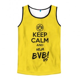 Мужская майка 3D с принтом Keep calm and Heja BVB в Тюмени, 100% полиэстер | круглая горловина, приталенный силуэт, длина до линии бедра. Пройма и горловина окантованы тонкой бейкой | 09 | bvb | calm | heja | keep | боруссия | германия | дортмунд | клуб | сохраняй | спокойствие | фк | футбол | футбольный