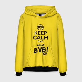 Мужская толстовка 3D с принтом Keep calm and Heja BVB в Тюмени, 100% полиэстер | двухслойный капюшон со шнурком для регулировки, мягкие манжеты на рукавах и по низу толстовки, спереди карман-кенгуру с мягким внутренним слоем. | 09 | bvb | calm | heja | keep | боруссия | германия | дортмунд | клуб | сохраняй | спокойствие | фк | футбол | футбольный