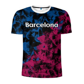 Мужская футболка 3D спортивная с принтом ФК Барселона в Тюмени, 100% полиэстер с улучшенными характеристиками | приталенный силуэт, круглая горловина, широкие плечи, сужается к линии бедра | игра | испания | каталония | красный | лига | мяч | сборная | синий | форма | футбол | чемпион | черный