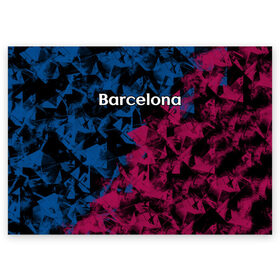Поздравительная открытка с принтом ФК Барселона в Тюмени, 100% бумага | плотность бумаги 280 г/м2, матовая, на обратной стороне линовка и место для марки
 | Тематика изображения на принте: игра | испания | каталония | красный | лига | мяч | сборная | синий | форма | футбол | чемпион | черный