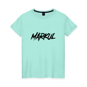 Женская футболка хлопок с принтом Markul в Тюмени, 100% хлопок | прямой крой, круглый вырез горловины, длина до линии бедер, слегка спущенное плечо | markul | маркул
