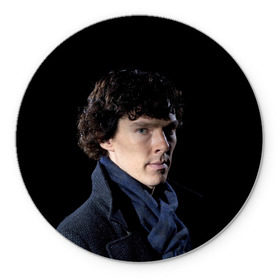 Коврик круглый с принтом Sherlock в Тюмени, резина и полиэстер | круглая форма, изображение наносится на всю лицевую часть | benedict | cumberbatch | sherlock | бенедикт | камбербатч | шерлок