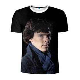 Мужская футболка 3D спортивная с принтом Sherlock в Тюмени, 100% полиэстер с улучшенными характеристиками | приталенный силуэт, круглая горловина, широкие плечи, сужается к линии бедра | benedict | cumberbatch | sherlock | бенедикт | камбербатч | шерлок