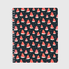 Тетрадь с принтом Tropical melon dark в Тюмени, 100% бумага | 48 листов, плотность листов — 60 г/м2, плотность картонной обложки — 250 г/м2. Листы скреплены сбоку удобной пружинной спиралью. Уголки страниц и обложки скругленные. Цвет линий — светло-серый
 | арбуз