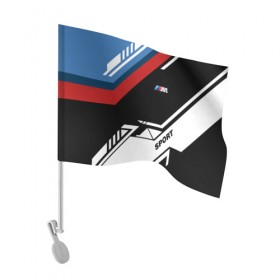 Флаг для автомобиля с принтом BMW M SPORT в Тюмени, 100% полиэстер | Размер: 30*21 см | auto | bmw | motorsport | sport | авто | автомобиль | автомобильные | бмв | бренд | марка | машины | моторспорт | спорт
