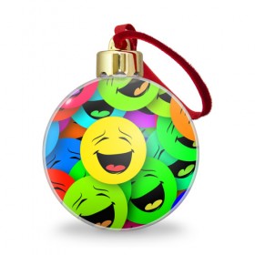 Ёлочный шар с принтом Смайлы в Тюмени, Пластик | Диаметр: 77 мм | веселые | веселые смайлики | настроение | позитив | разноцветные | смайлики | смайлы | смешные