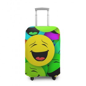Чехол для чемодана 3D с принтом Смайлы в Тюмени, 86% полиэфир, 14% спандекс | двустороннее нанесение принта, прорези для ручек и колес | веселые | веселые смайлики | настроение | позитив | разноцветные | смайлики | смайлы | смешные