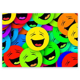 Поздравительная открытка с принтом ВЕСЁЛЫЕ СМАЙЛИКИ. в Тюмени, 100% бумага | плотность бумаги 280 г/м2, матовая, на обратной стороне линовка и место для марки
 | веселые | веселые смайлики | настроение | позитив | разноцветные | смайлики | смайлы | смешные
