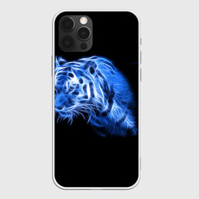 Чехол для iPhone 12 Pro Max с принтом Синий тигр в Тюмени, Силикон |  | tiger | большая кошка | огонь | пламя | тигр | хищник