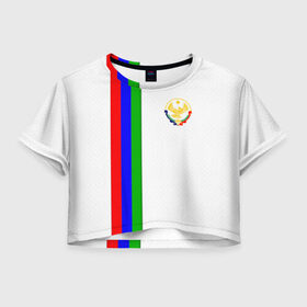 Женская футболка Cropp-top с принтом I love Dagestan в Тюмени, 100% полиэстер | круглая горловина, длина футболки до линии талии, рукава с отворотами | dagestan | дагестан