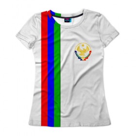 Женская футболка 3D с принтом I love Dagestan в Тюмени, 100% полиэфир ( синтетическое хлопкоподобное полотно) | прямой крой, круглый вырез горловины, длина до линии бедер | dagestan | дагестан