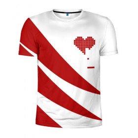 Мужская футболка 3D спортивная с принтом Сердца красное в Тюмени, 100% полиэстер с улучшенными характеристиками | приталенный силуэт, круглая горловина, широкие плечи, сужается к линии бедра | abstract | geometry | geometry stripes | heart | texture | абстракция | геометрические полосы | геометрическое сердце | геометрия | любовь | сердечко | сердца | сердце | текстура