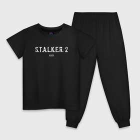 Детская пижама хлопок с принтом STALKER 2021 в Тюмени, 100% хлопок |  брюки и футболка прямого кроя, без карманов, на брюках мягкая резинка на поясе и по низу штанин
 | stalker | stalker 2 | сталкер | сталкер 2