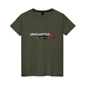 Женская футболка хлопок с принтом Uncharted logo в Тюмени, 100% хлопок | прямой крой, круглый вырез горловины, длина до линии бедер, слегка спущенное плечо | Тематика изображения на принте: chloe | drake | elena | nathan | naughty dog | sully | анчартед | дрейк | натан | нейтан | ноти дог | пиратs | приключения | путь вора | салли | утраченное наследие