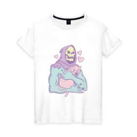 Женская футболка хлопок с принтом Skeletor в Тюмени, 100% хлопок | прямой крой, круглый вырез горловины, длина до линии бедер, слегка спущенное плечо | 