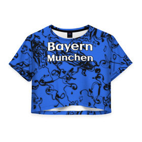 Женская футболка 3D укороченная с принтом Бавария Мюнхен в Тюмени, 100% полиэстер | круглая горловина, длина футболки до линии талии, рукава с отворотами | белый | германия | игра | красный | лига | мюнхен | мяч | сборная | форма | футбол | чемпион